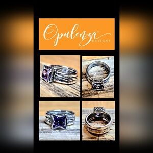 Sterling Silver Ring with Purple Square Gemstone